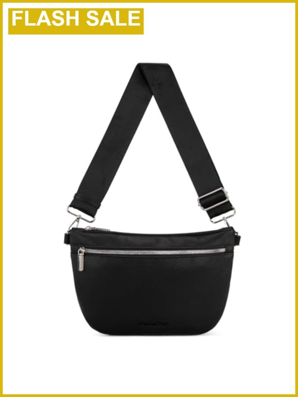 Vegan Leather 3-Zip Crossbody Sling Bag, Adjustable Strap, Faux Leather Fanny